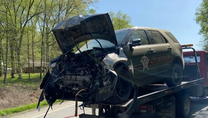 Man dies after crashing SUV into a deputy vehicle