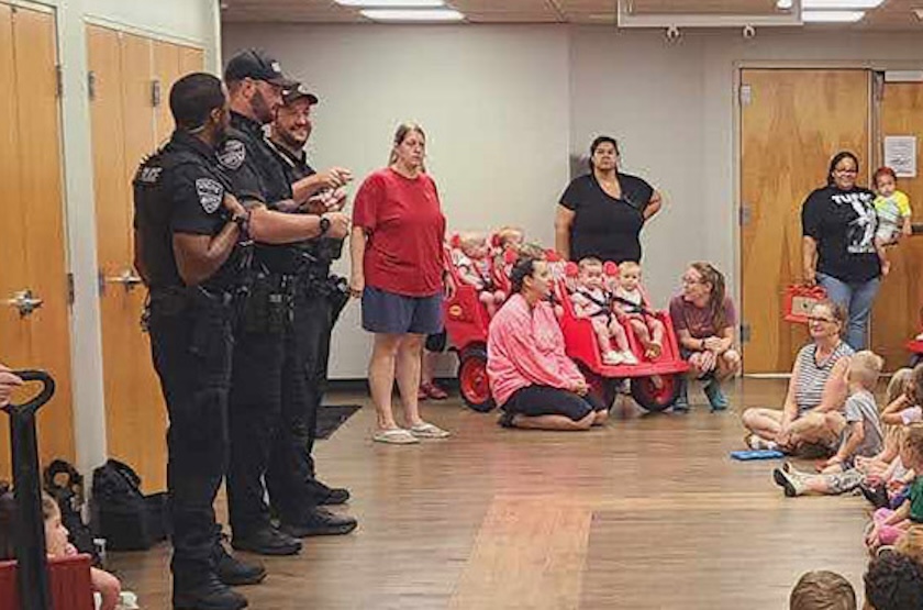 Children at the inclusive Easterseals Early Learning Center had an exciting day today as they met officers from the Evansville Police Department