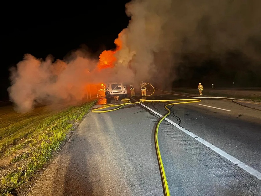 Firefighter and Driver Injured in Car Fire on Highway 68
