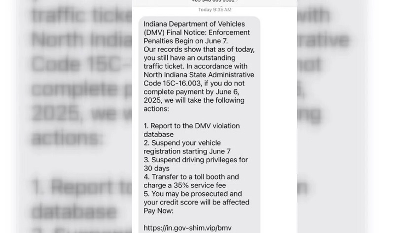 Scam Texts Threaten Indiana Drivers with Fake Traffic Ticket Penalties